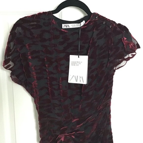 ZARA Velvet Silk Draped Long Dress Limited Edition - Picture 10 of 15